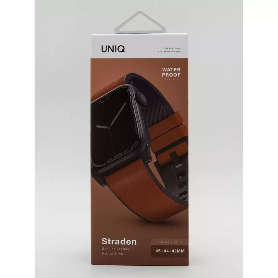 Купить Ремешок Uniq Straden Waterproof Leather/Silicone для Apple Watch 49/45/44/42мм, Brown в Сочи. Вид 4