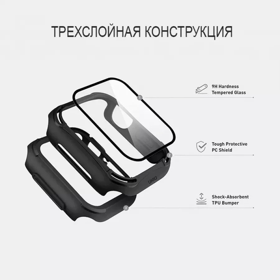 Купить Чехол Uniq TORRES +9H glass Anti-microbial для Apple Watch 4/5/6/SE 40mm, White в Сочи. Вид 5