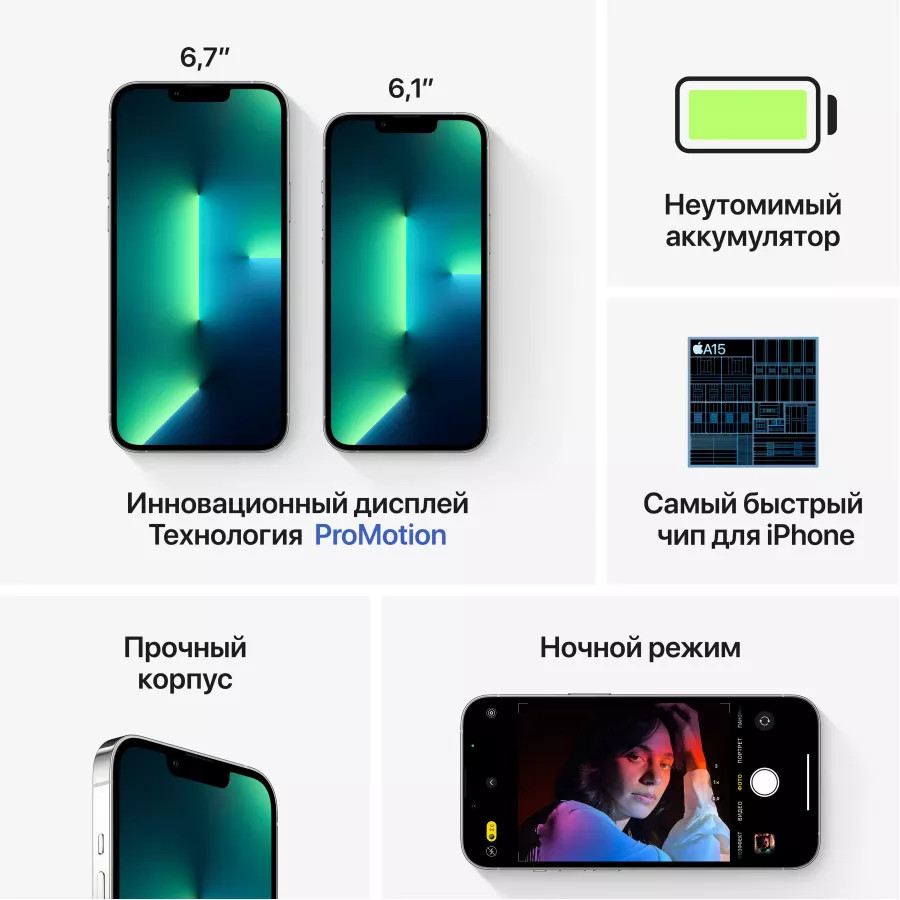 Купить Apple iPhone 13 Pro Max 128ГБ Серебристый в Сочи. Вид 7