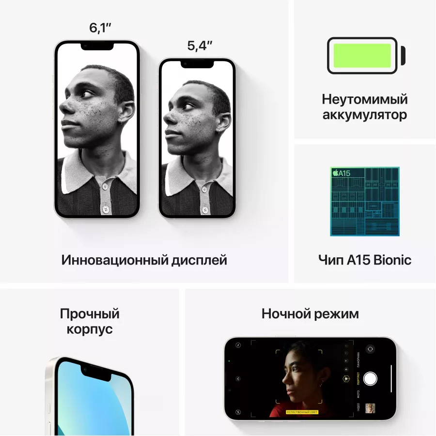 Купить Apple iPhone 13 128ГБ Starlight (Сияющая звезда) в Сочи. Вид 7