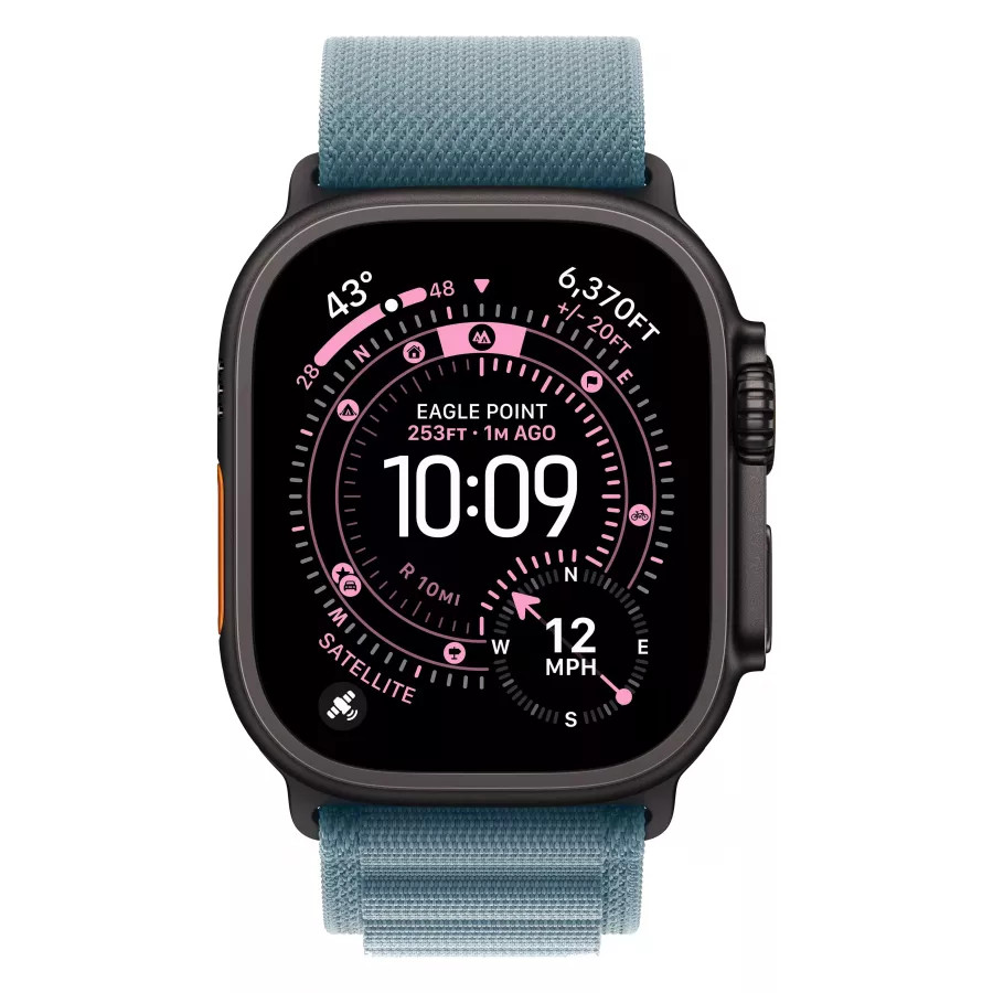 Купить Apple Watch Ultra 3 (2025), 49мм, корпус из титана черного цвета, ремешок Alpine Loop Light Blue, L (165-210мм) в Сочи Купить Apple Watch Ultra 3 (2025), 49мм, корпус из титана черного цвета, ремешок Alpine Loop Light Blue, L (165-210мм) в Сочи. Вид 2
