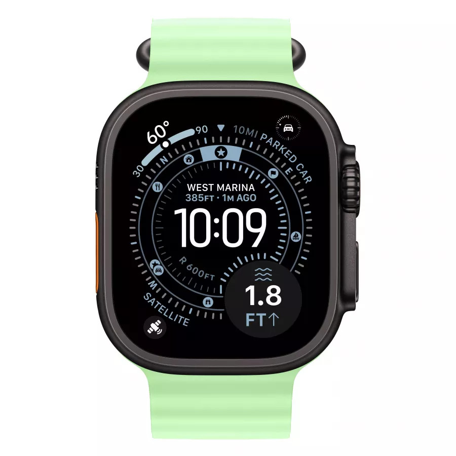 Купить Apple Watch Ultra 3 (2025), 49мм, корпус из титана черного цвета, ремешок Ocean Neon Green в Сочи Купить Apple Watch Ultra 3 (2025), 49мм, корпус из титана черного цвета, ремешок Ocean Neon Green в Сочи. Вид 2