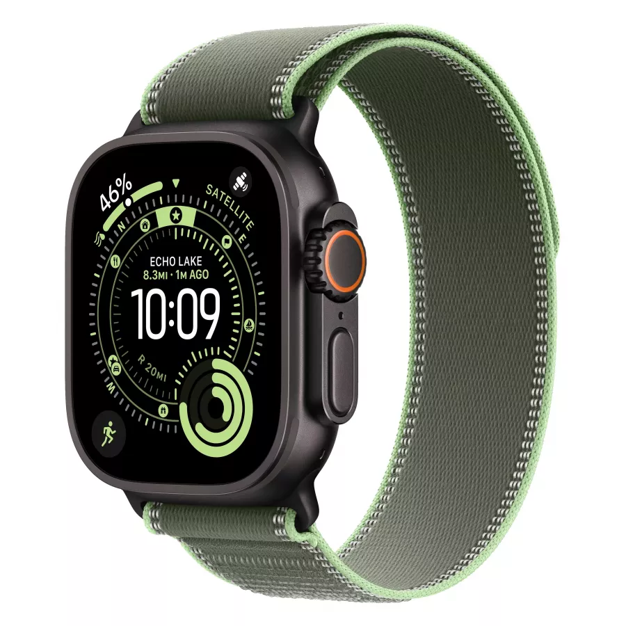 Купить Apple Watch Ultra 3 (2025), 49мм, корпус из титана черного цвета, ремешок Trail Loop Green/Neon, S/M (130-180мм) в Сочи Купить Apple Watch Ultra 3 (2025), 49мм, корпус из титана черного цвета, ремешок Trail Loop Green/Neon, S/M (130-180мм) в Сочи. Вид 1