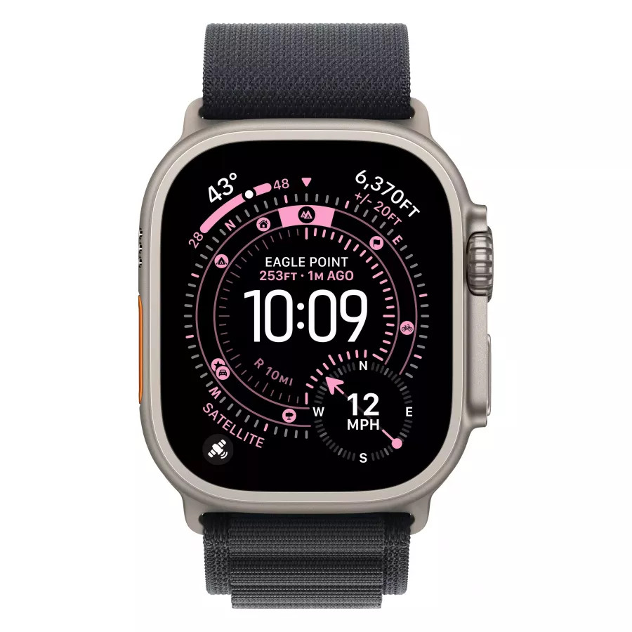 Купить Apple Watch Ultra 3 (2025), 49мм, корпус из титана натурального цвета, ремешок Alpine Loop Black, L (165-210мм) в Сочи Купить Apple Watch Ultra 3 (2025), 49мм, корпус из титана натурального цвета, ремешок Alpine Loop Black, L (165-210мм) в Сочи. Вид 2
