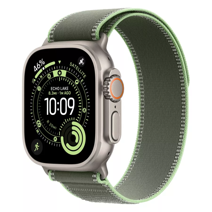 Купить Apple Watch Ultra 3 (2025), 49мм, корпус из титана натурального цвета, ремешок Trail Loop Green/Neon, M/L (145-220мм) в Сочи Купить Apple Watch Ultra 3 (2025), 49мм, корпус из титана натурального цвета, ремешок Trail Loop Green/Neon, M/L (145-220мм) в Сочи. Вид 1