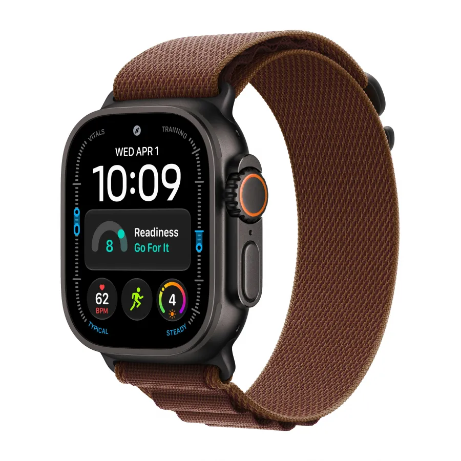 Купить Apple Watch Ultra 4 (2026), 49мм, корпус из титана черного цвета, ремешок Alpine Loop Burgundy, M (145-190мм) в Сочи. Вид 1