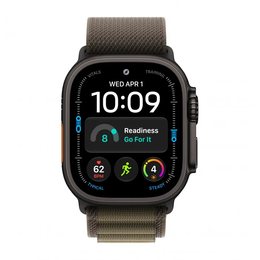 Купить Apple Watch Ultra 4 (2026), 49мм, корпус из титана черного цвета, ремешок Alpine Loop Dark Olive, M (145-190мм) в Сочи. Вид 2