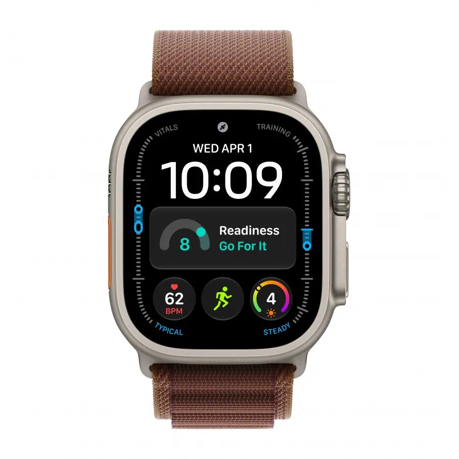 Купить Apple Watch Ultra 4 (2026), 49мм, корпус из титана натурального цвета, ремешок Alpine Loop Burgundy, L (165-210мм) в Сочи. Вид 2