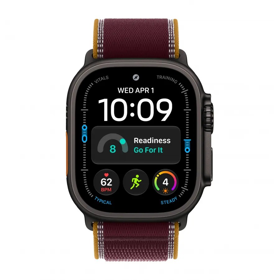 Купить Apple Watch Ultra 4 (2026), 49мм, корпус из титана черного цвета, ремешок Trail Loop Burgundy, S/M (130-180мм) в Сочи. Вид 2