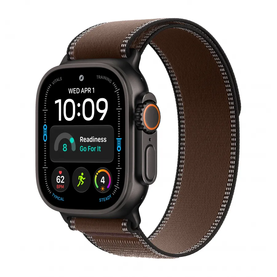 Купить Apple Watch Ultra 4 (2026), 49мм, корпус из титана черного цвета, ремешок Trail Loop Dark Umber, S/M (130-180мм) в Сочи. Вид 1