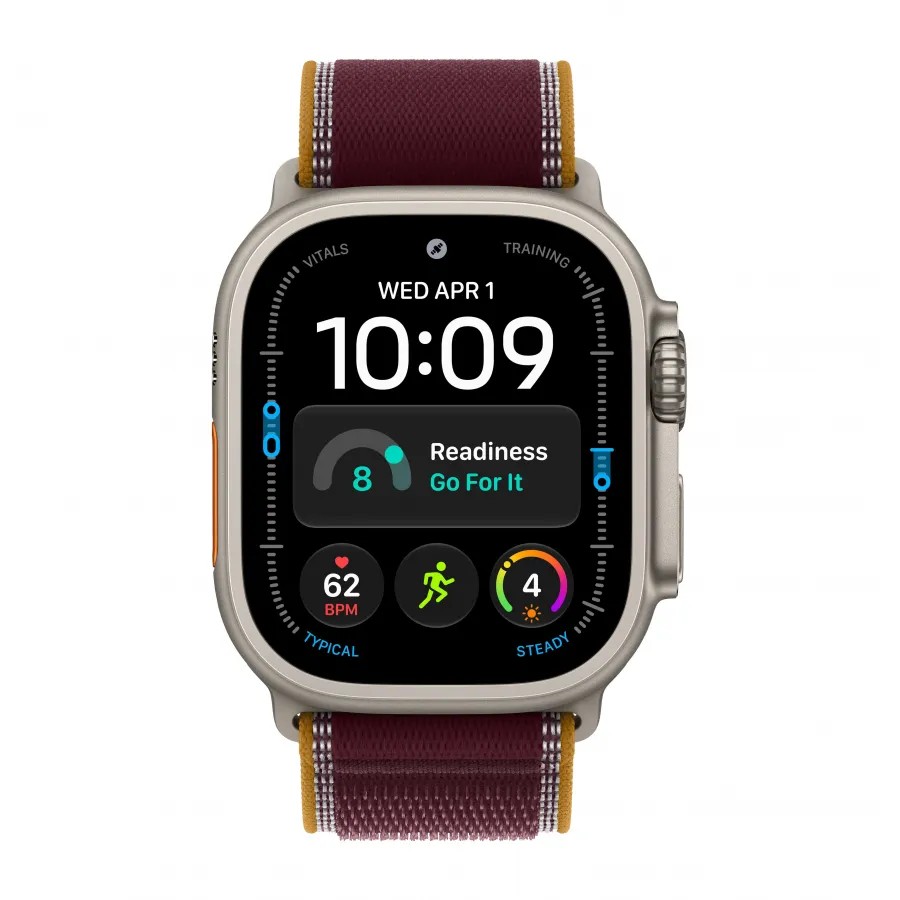 Купить Apple Watch Ultra 4 (2026), 49мм, корпус из титана натурального цвета, ремешок Trail Loop Burgundy, M/L (145-220мм) в Сочи. Вид 2