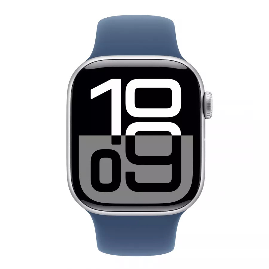 Купить Apple Watch Series 10 42mm, серебристый алюминий, спортивный ремешок цвета «Denim», S/M (130-180мм) в Сочи. Вид 2