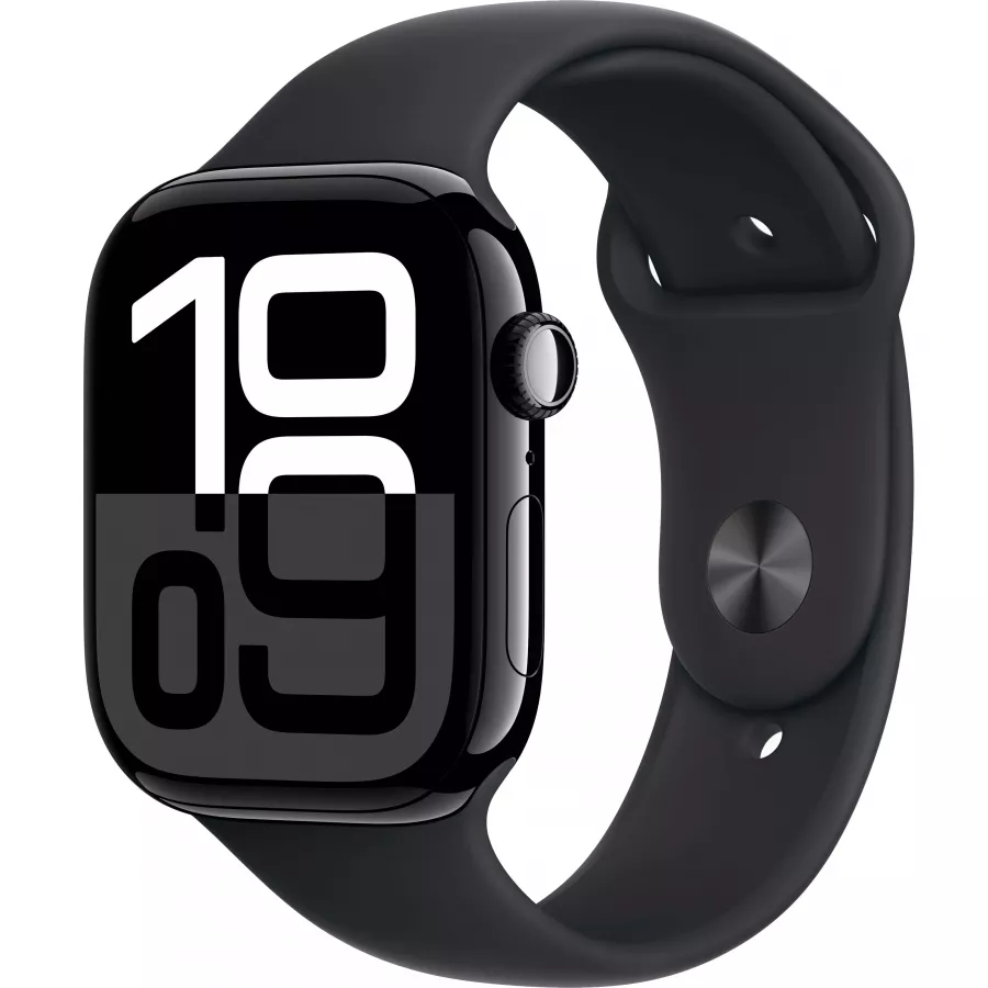 Купить Apple Watch Series 10 46mm, алюминий «Jet Black», черный спортивный ремешок, S/M (140-190мм) в Сочи. Вид 1