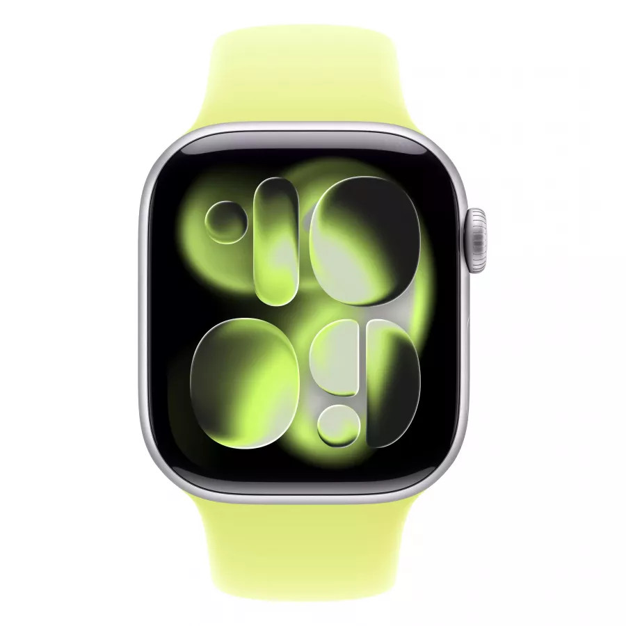 Купить Apple Watch Series 11 42mm, серебристый алюминий, спортивный ремешок цвета «Neon Yellow», S/M (130-180мм) в Сочи. Вид 2