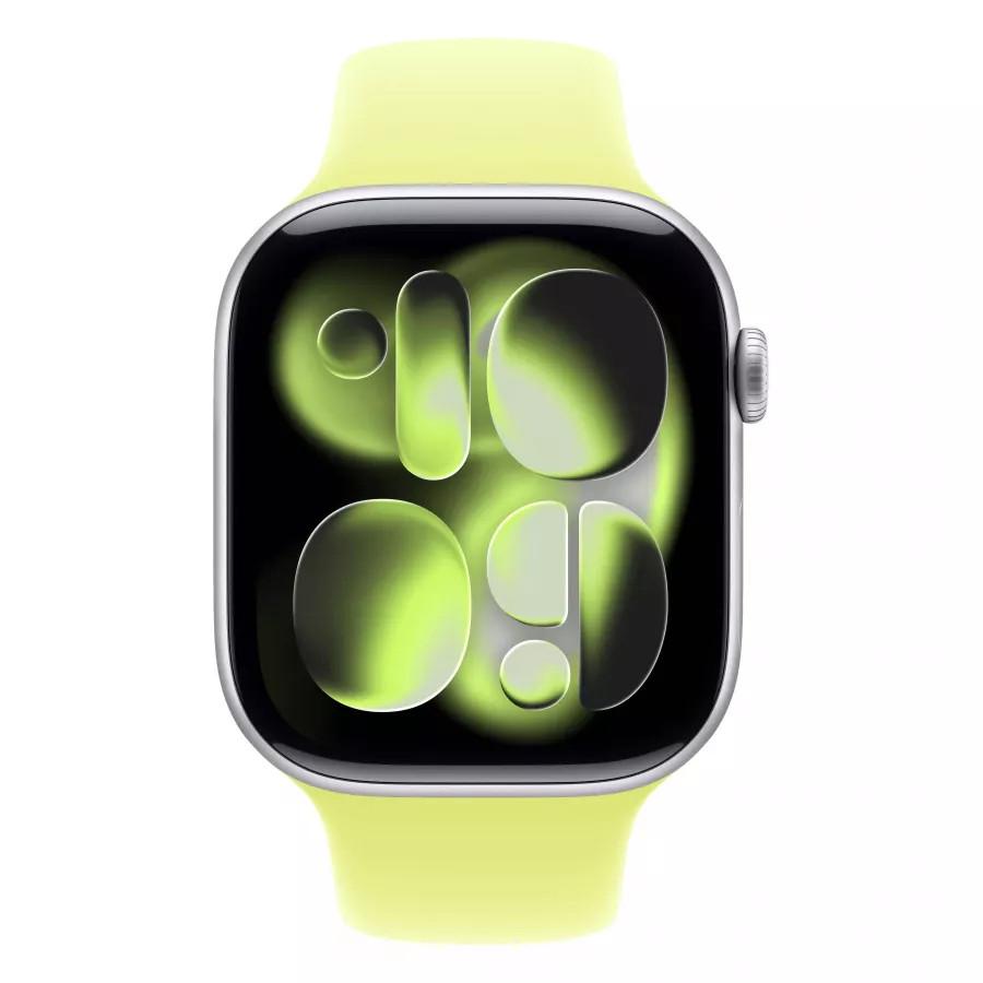 Купить Apple Watch Series 11 46mm, серебристый алюминий, спортивный ремешок цвета «Neon Yellow», M/L (160-210мм) в Сочи. Вид 2