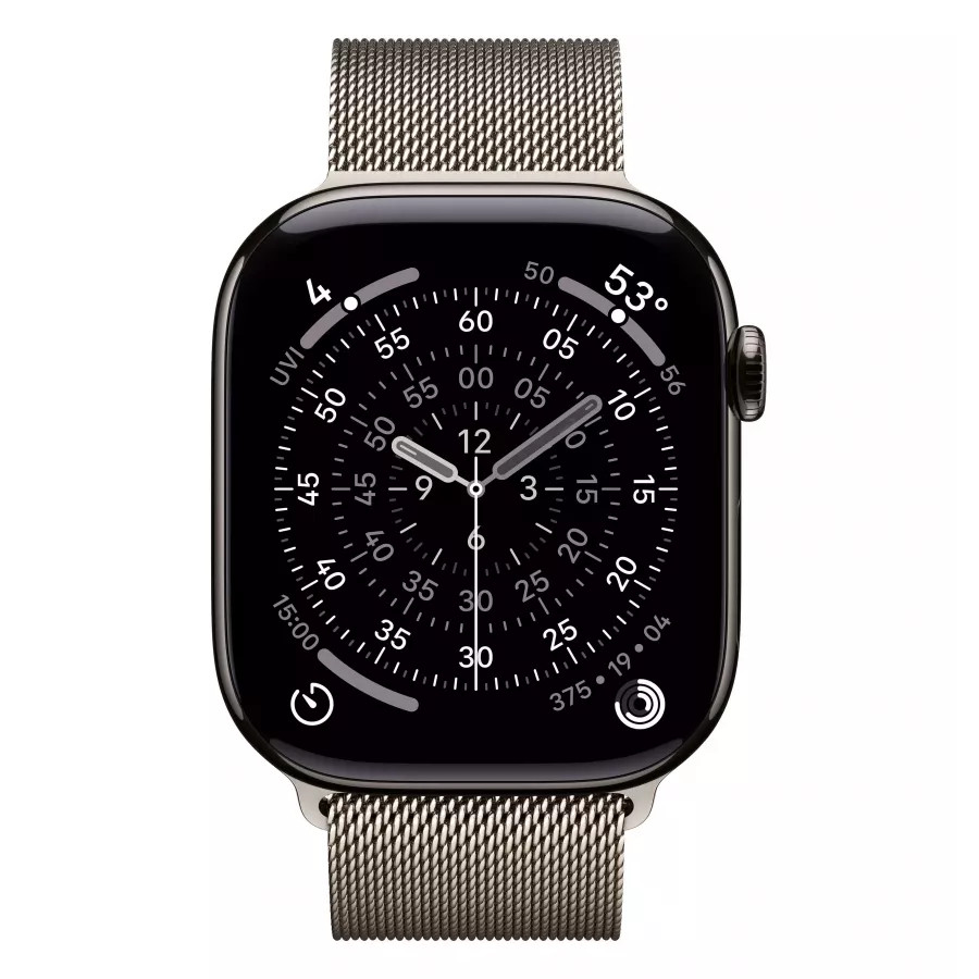 Купить Apple Watch Series 11 46mm, титан цвета «Slate», стальной миланский сетчатый браслет цвета «Slate» в Сочи. Вид 2