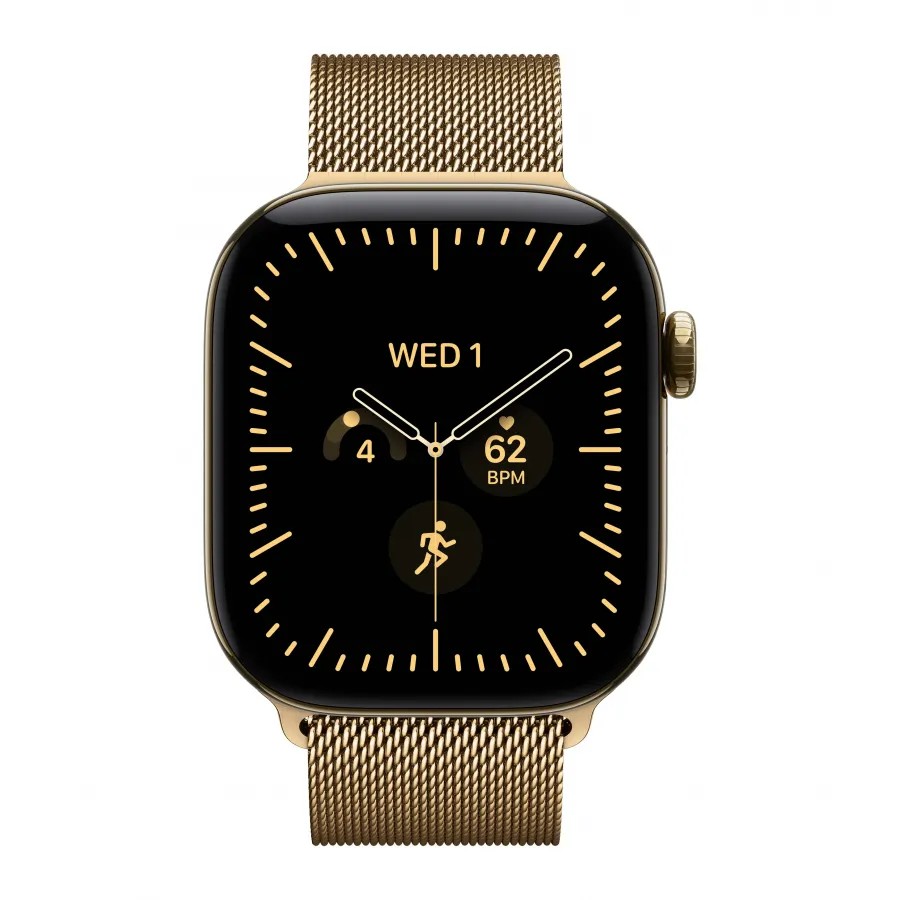 Купить Apple Watch Series 12 42mm, титан цвета «Radiant Gold», стальной миланский сетчатый браслет цвета «Radiant Gold» в Сочи. Вид 2