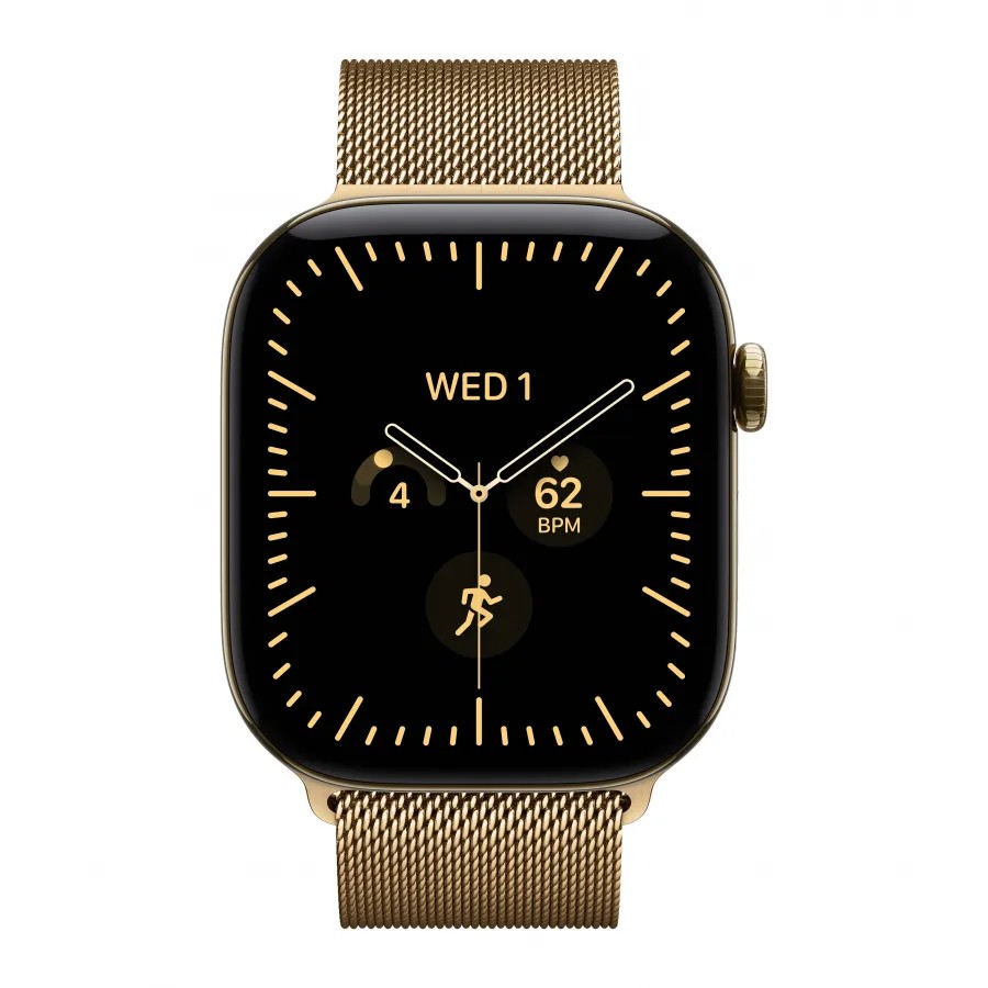 Купить Apple Watch Series 12 46mm, титан цвета «Radiant Gold», стальной миланский сетчатый браслет цвета «Radiant Gold» в Сочи. Вид 2