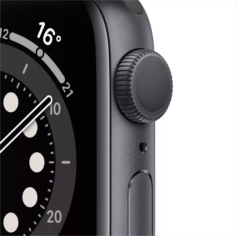 Apple Watch Series 6 40mm, алюминий цвета «серый космос», спортивный ремешок черного цвета. Вид 2