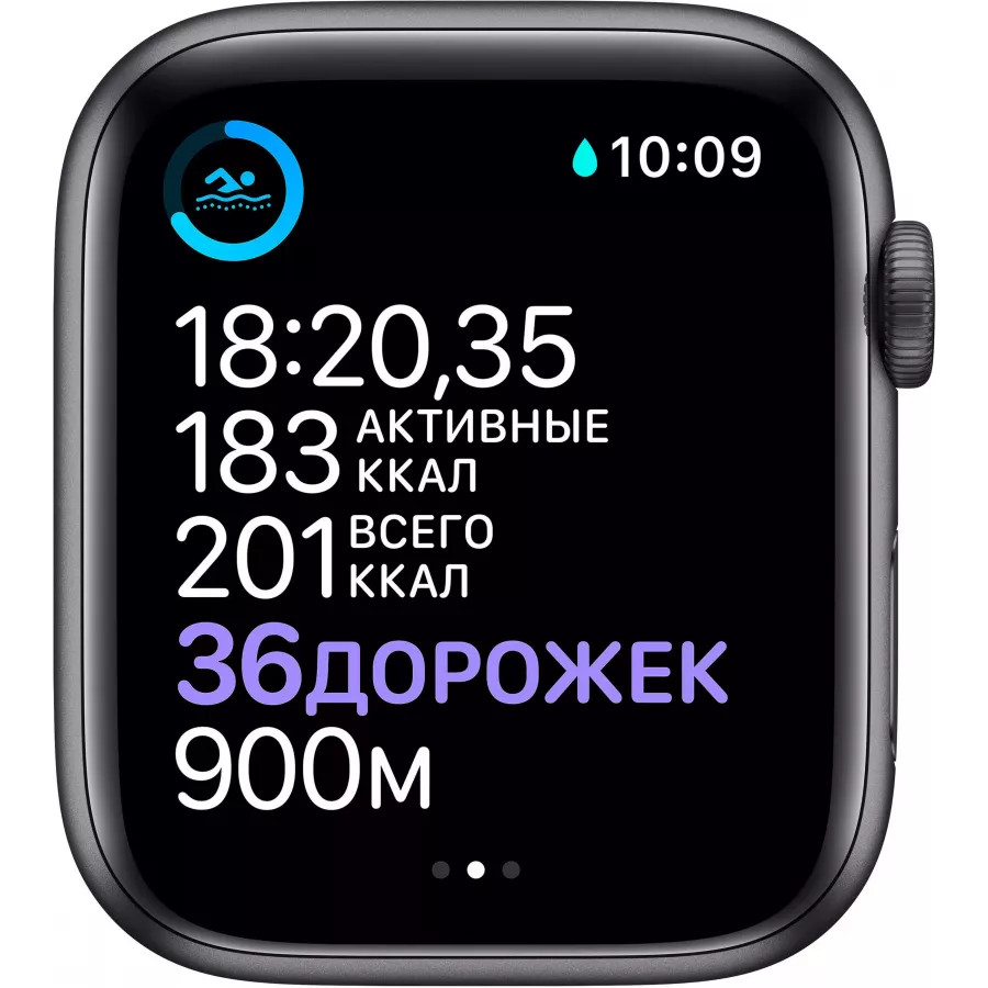 Купить Apple Watch Series 6 44mm, алюминий цвета «серый космос», спортивный ремешок черного цвета в Сочи. Вид 4