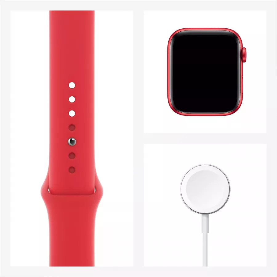 Купить Apple Watch Series 6 44mm, алюминий цвета (PRODUCT)RED, спортивный ремешок красного цвета в Сочи. Вид 7