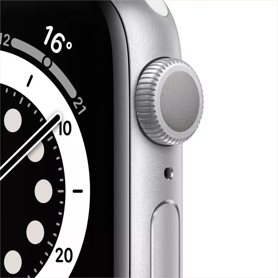 Купить Apple Watch Series 6 40mm, серебристый алюминий, спортивный ремешок белого цвета в Сочи. Вид 2