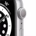 Apple Watch Series 6 44mm, серебристый алюминий, спортивный ремешок белого цвета. Вид 2