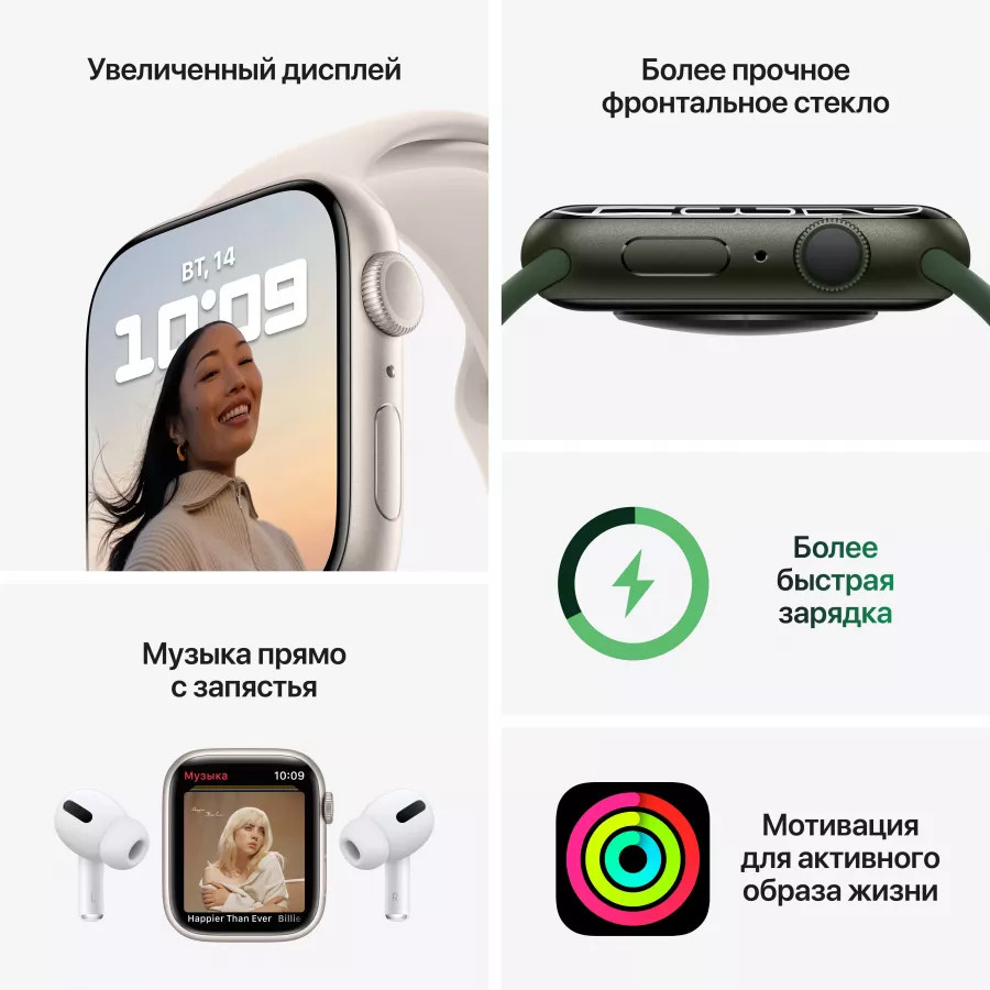 Купить Apple Watch Series 7 41mm, алюминий синего цвета, спортивный ремешок цвета «синий омут» в Сочи. Вид 8