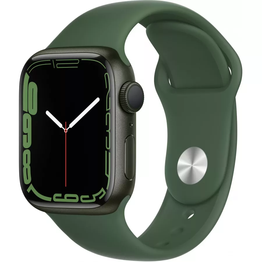 Apple Watch Series 7 41mm, алюминий зеленого цвета, спортивный ремешок цвета «зелёный клевер». Вид 1