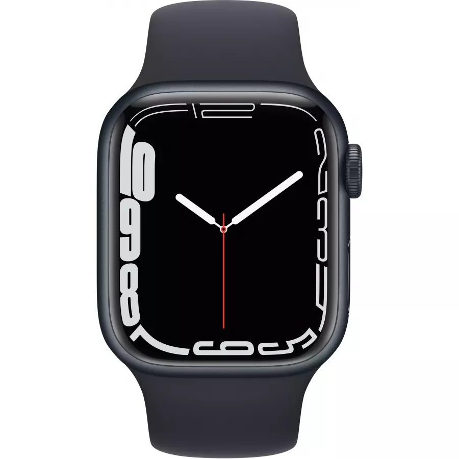 Apple Watch Series 7 41mm, алюминий «тёмная ночь», спортивный ремешок цвета «тёмная ночь». Вид 2