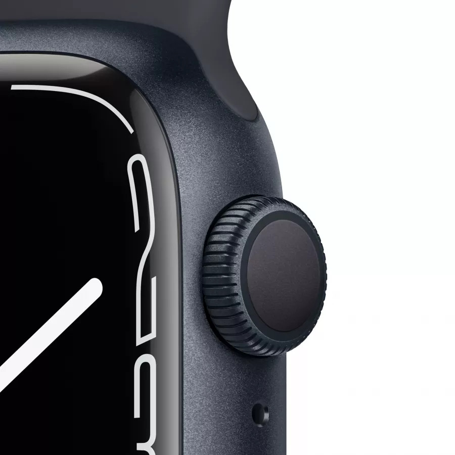 Apple Watch Series 7 41mm, алюминий «тёмная ночь», спортивный ремешок цвета «тёмная ночь». Вид 3