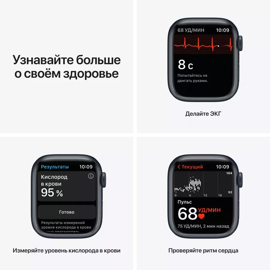 Купить Apple Watch Series 7 41mm, алюминий «тёмная ночь», спортивный ремешок цвета «тёмная ночь» в Сочи. Вид 5