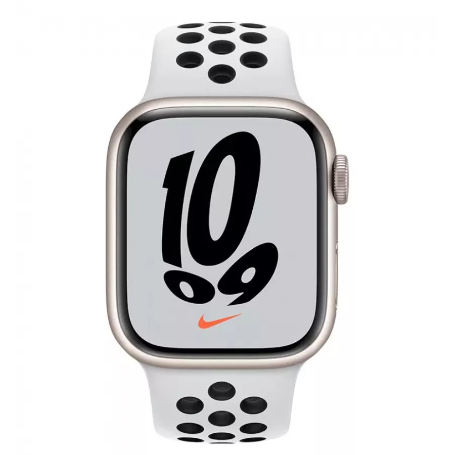 Купить Apple Watch Series 7 41mm, алюминий «сияющая звезда», ремешок Nike цвета Pure Platinum/Black в Сочи. Вид 2