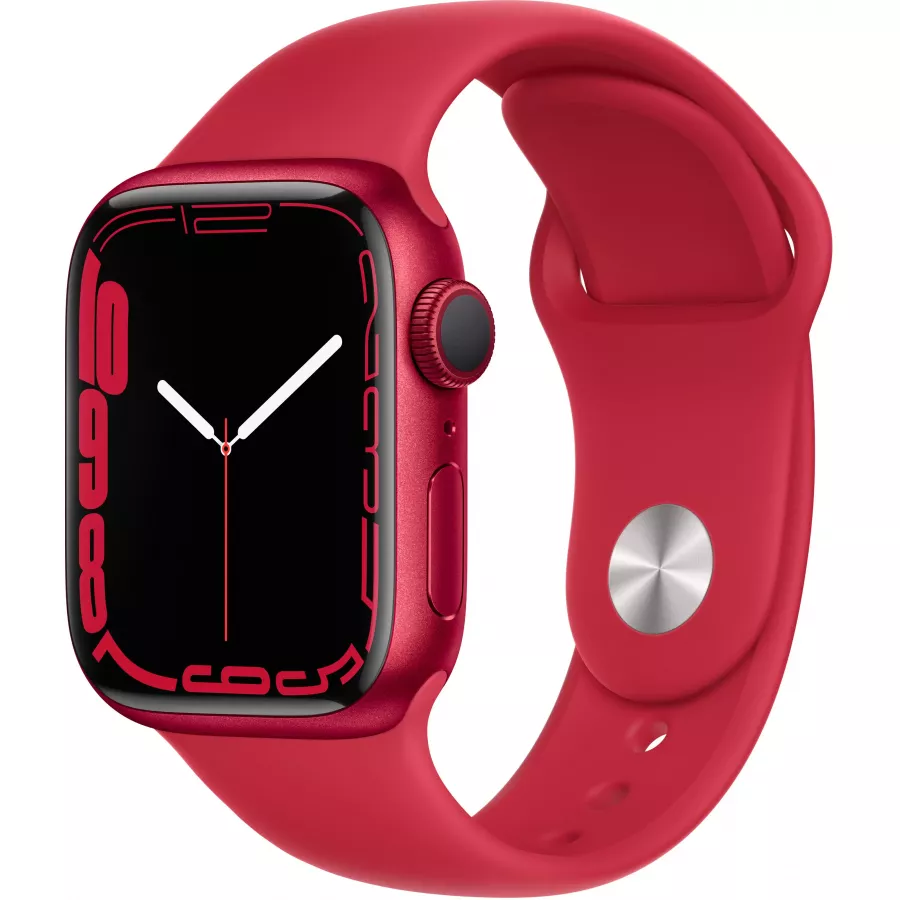 Apple Watch Series 7 41mm, алюминий красного цвета, спортивный ремешок (PRODUCT)RED. Вид 1