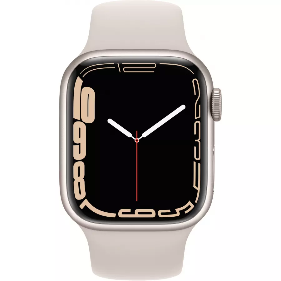 Apple Watch Series 7 41mm, алюминий «сияющая звезда», спортивный ремешок цвета «сияющая звезда». Вид 2