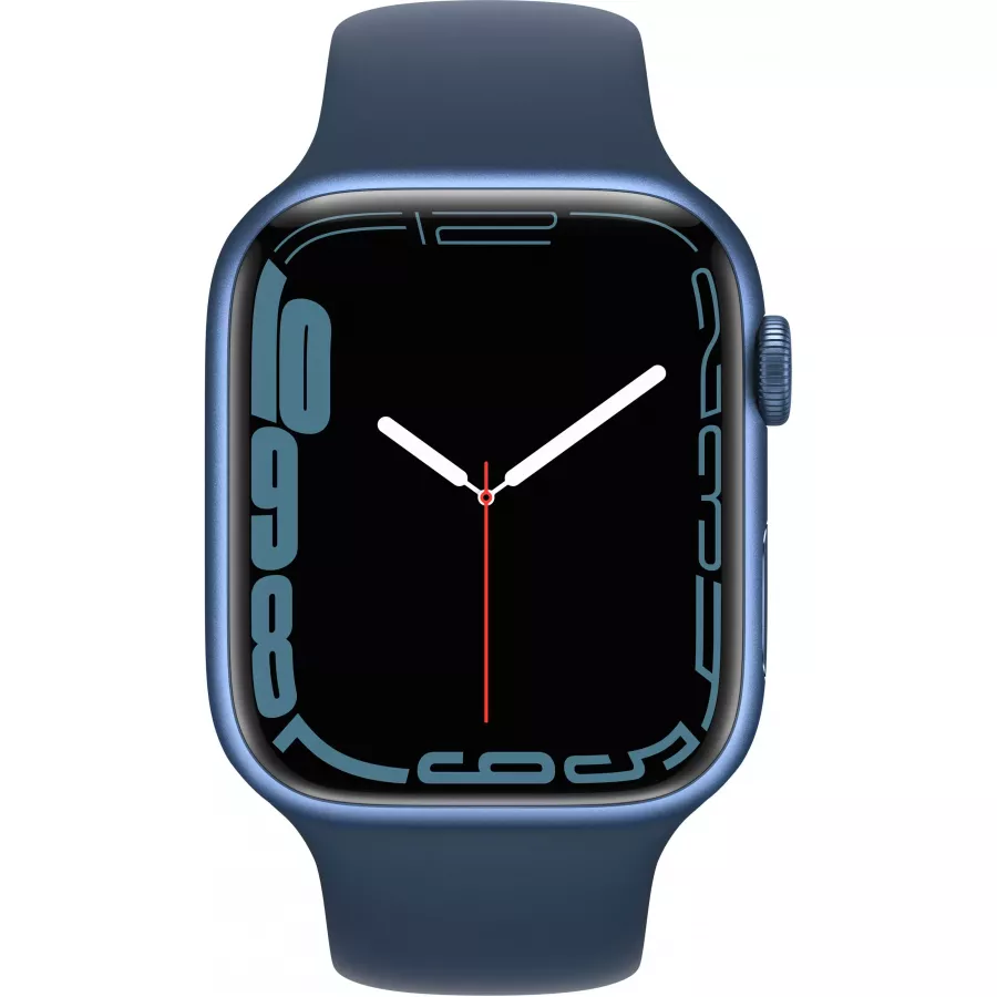 Apple Watch Series 7 45mm, алюминий синего цвета, спортивный ремешок цвета «синий омут». Вид 2