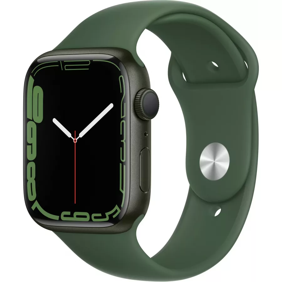 Apple Watch Series 7 45mm, алюминий зеленого цвета, спортивный ремешок цвета «зелёный клевер». Вид 1