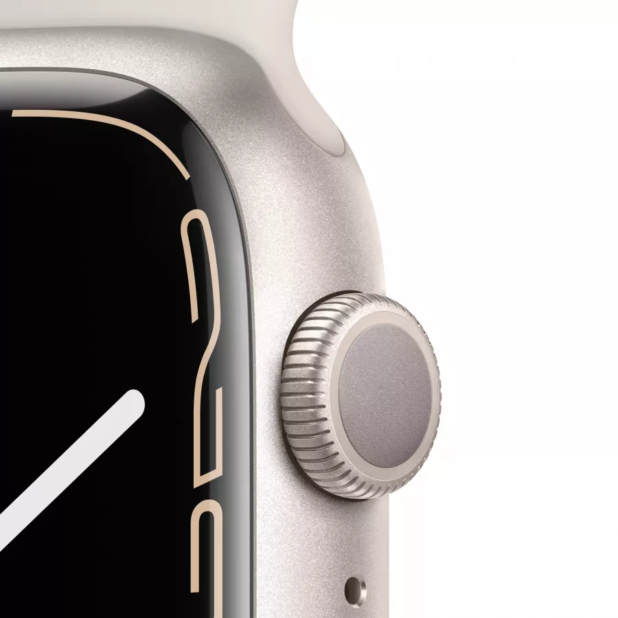 Apple Watch Series 7 45mm, алюминий «сияющая звезда», спортивный ремешок цвета «сияющая звезда». Вид 3
