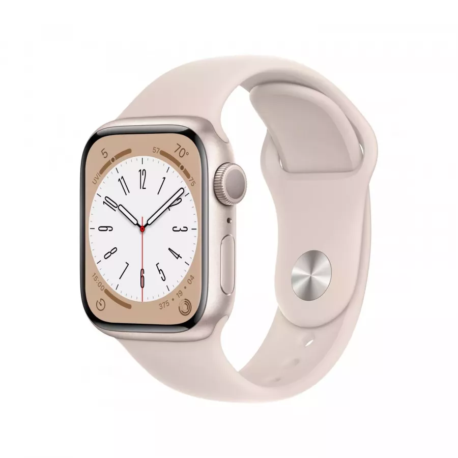 Apple Watch Series 8 41mm, алюминий «сияющая звезда», спортивный ремешок цвета «сияющая звезда». Вид 1