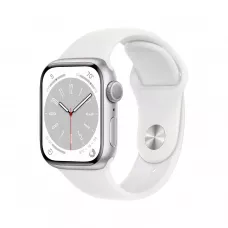 Apple Watch Series 8 41mm, серебристый алюминий, спортивный ремешок белого цвета