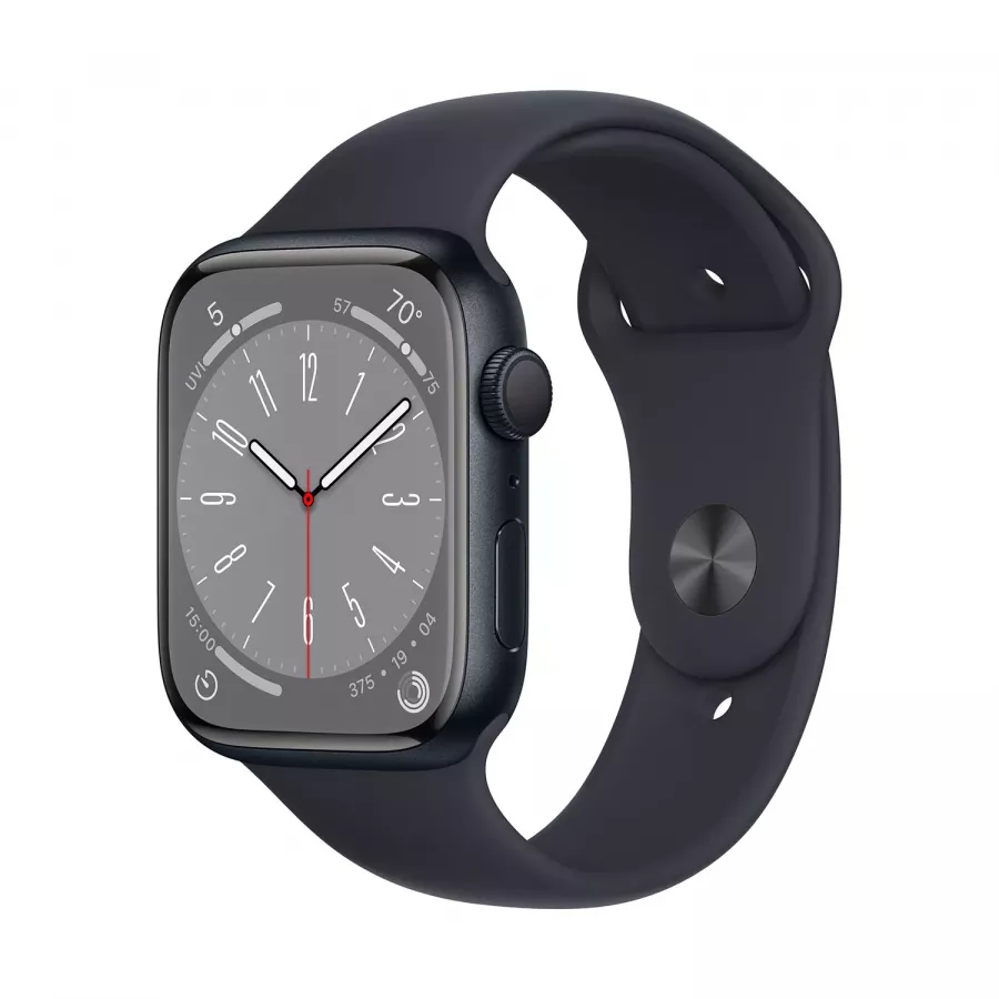 Купить Apple Watch Series 8 45mm, алюминий «тёмная ночь», спортивный ремешок цвета «тёмная ночь» S-M в Сочи. Вид 1