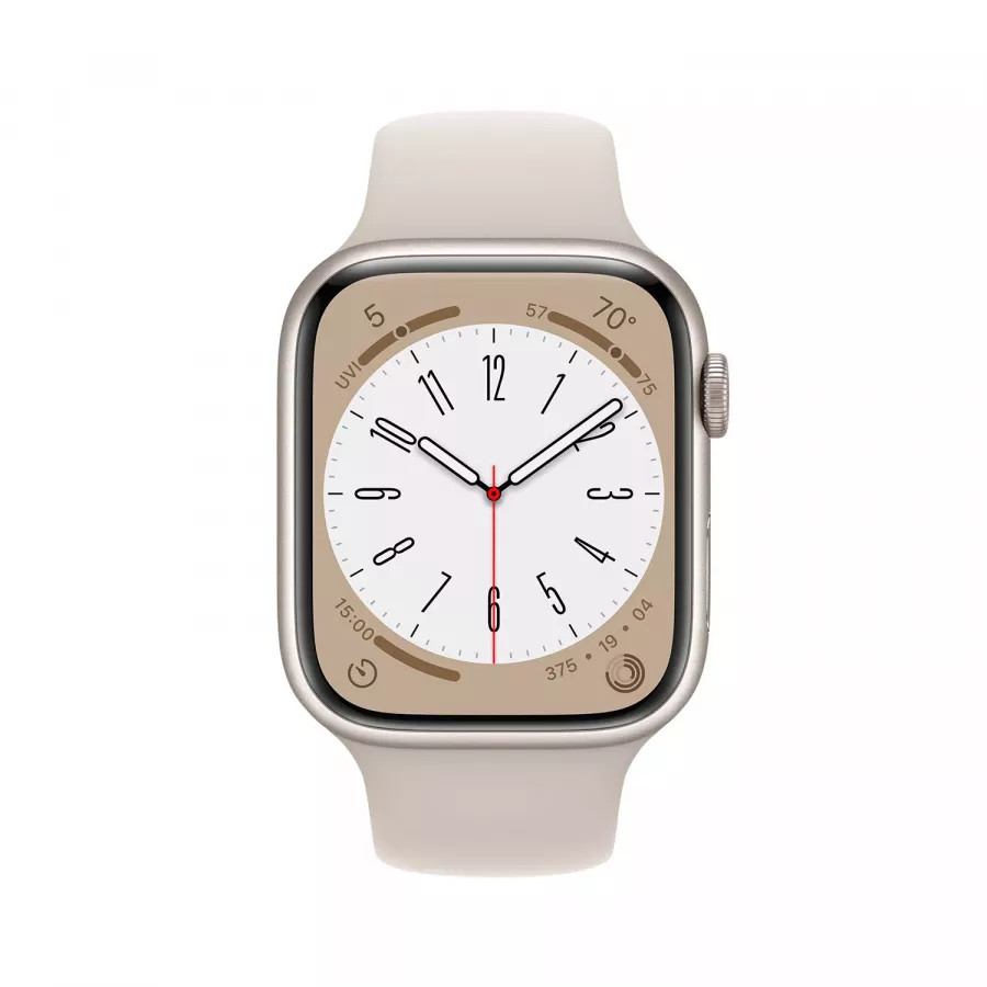 Apple Watch Series 8 45mm, алюминий «сияющая звезда», спортивный ремешок цвета «сияющая звезда» M-L. Вид 2