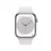 Apple Watch Series 8 45mm, серебристый алюминий, спортивный ремешок белого цвета. Вид 2