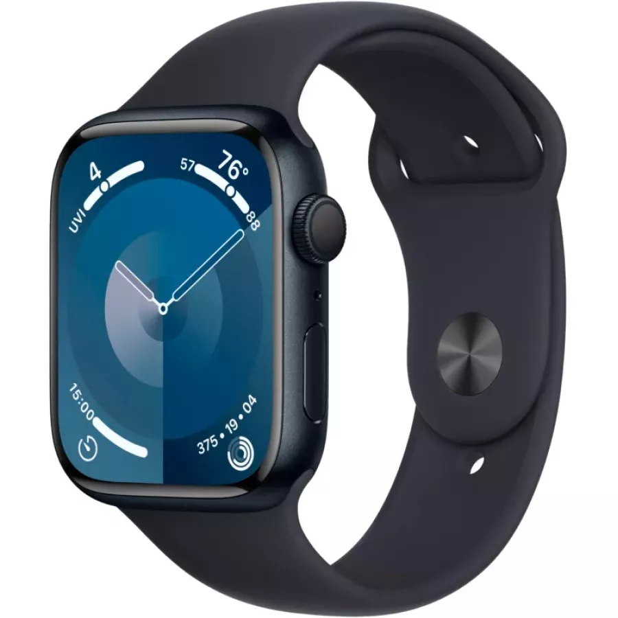 Купить Apple Watch Series 9 45mm, алюминий «тёмная ночь», спортивный ремешок цвета «тёмная ночь» в Сочи. Вид 1