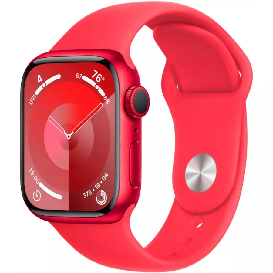 Купить Apple Watch Series 9 41mm, красный алюминий, спортивный ремешок красного цвета в Сочи. Вид 1