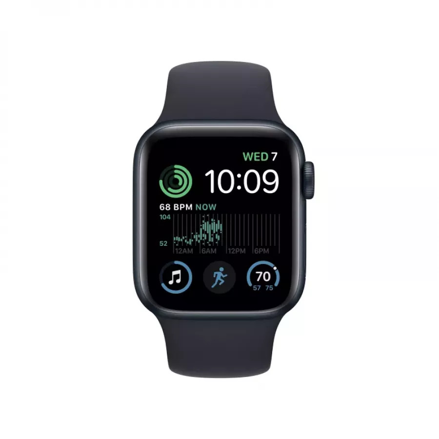 Apple Watch SE 2022 40mm, алюминий «тёмная ночь», спортивный ремешок цвета «тёмная ночь». Вид 2
