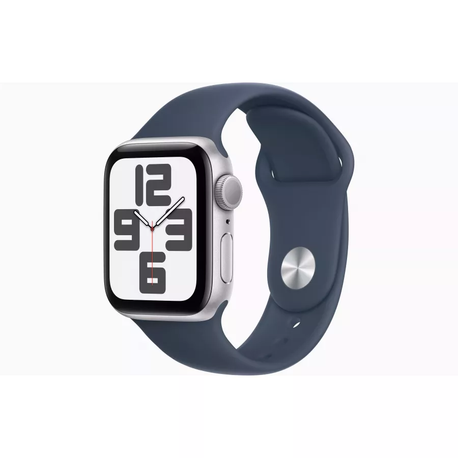 Купить Apple Watch SE 2023 44mm, алюминий серебристого цвета, спортивный ремешок Storm Blue в Сочи. Вид 1