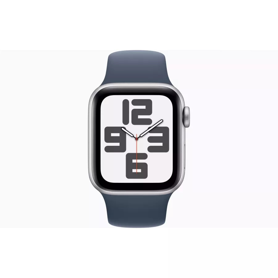 Купить Apple Watch SE 2023 44mm, алюминий серебристого цвета, спортивный ремешок Storm Blue в Сочи. Вид 2