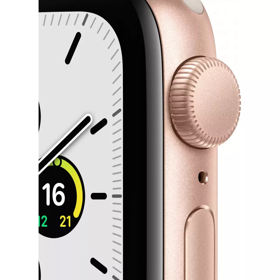 Apple Watch SE 40mm, алюминий золотого цвета, спортивный ремешок цвета «сияющая звезда». Вид 2