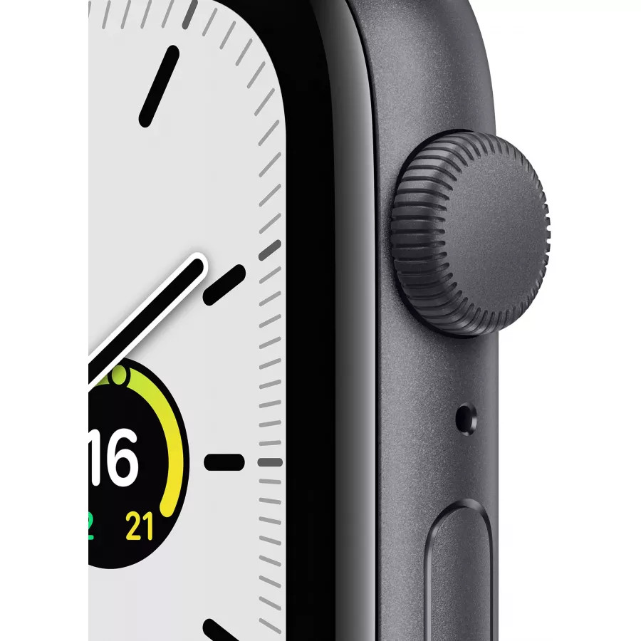 Apple Watch SE 44mm, алюминий «серый космос», спортивный ремешок цвета «тёмная ночь». Вид 2